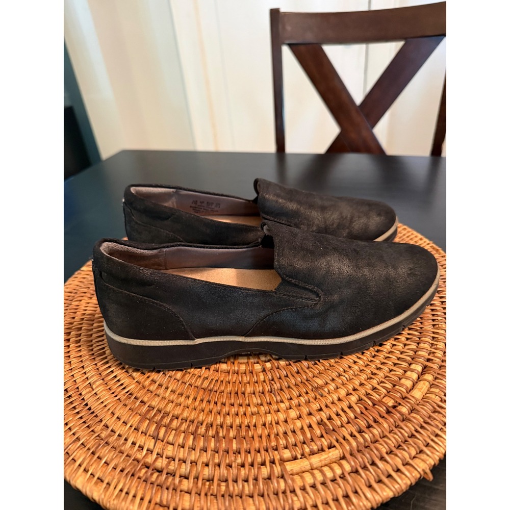 Dr Scholls Next One Womens Slip On Loafers Black Fabric Flats Size 9.5M Comfort
